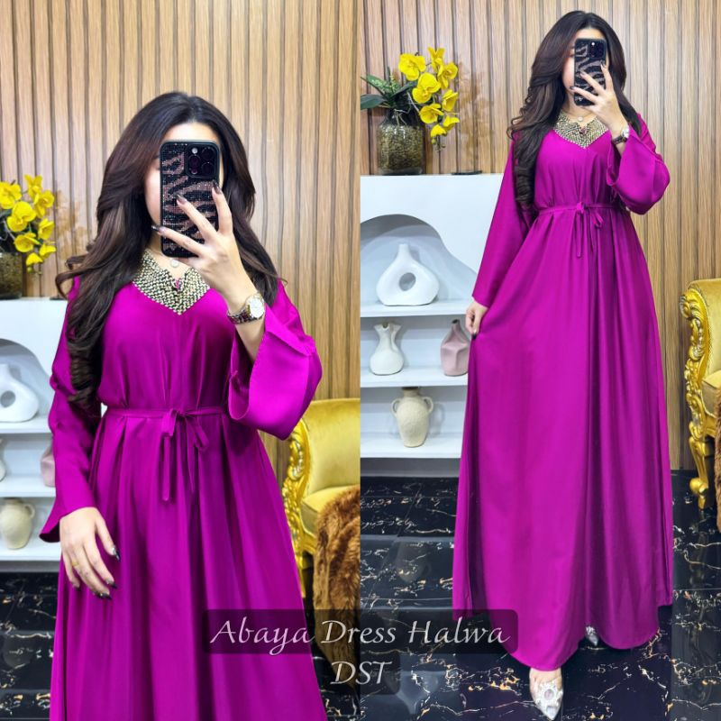 Abaya halwa dst/abaya dress halwa dst/dress halwa dst collection/gamis rayon/gamis rayon busui