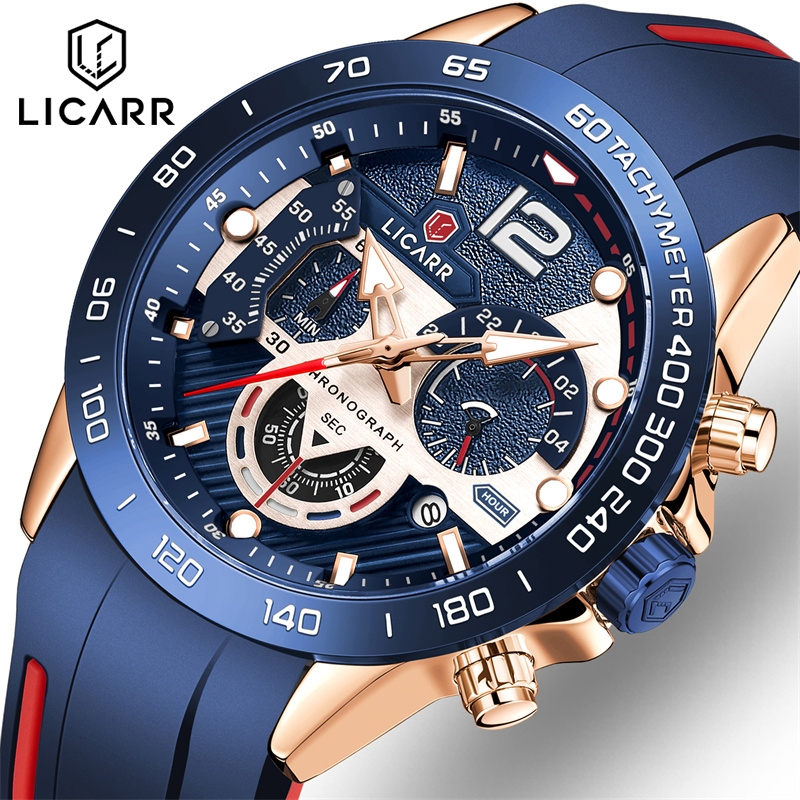 LICARR Jam Tangan Pria Original Anti Air Keren Santai Multifungsi Analog Kuarsa Stainless Steel Jam 