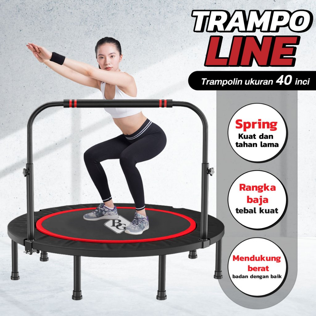 HTD Sport Trampoline Dewasa KUAT HINGGA 200KG Alat Gym Lompat Trampolin Elastis Indoor&Outdoor