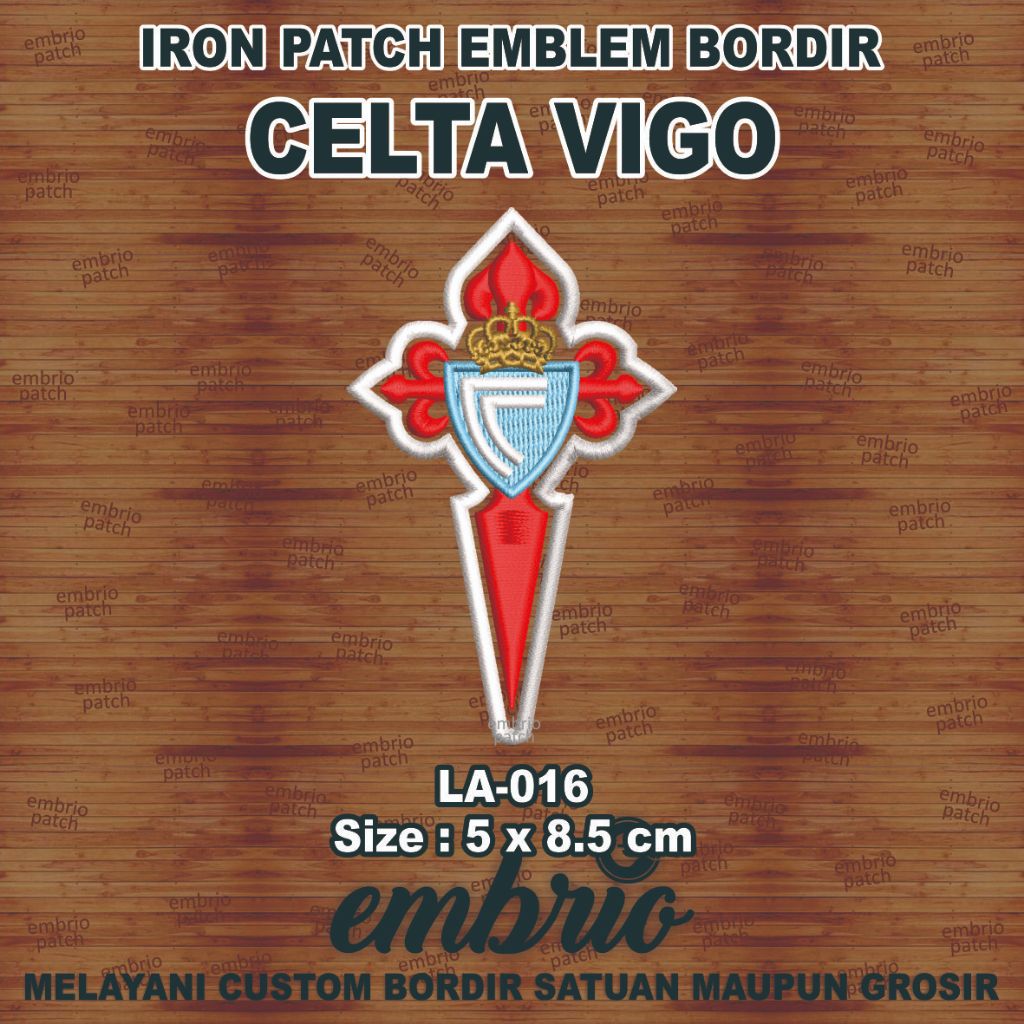 LA-016 Patch CELTA VIGO emblem bordir logo jersey celta vigo - 5x7cm - Embrio Patch Embroidery Emble