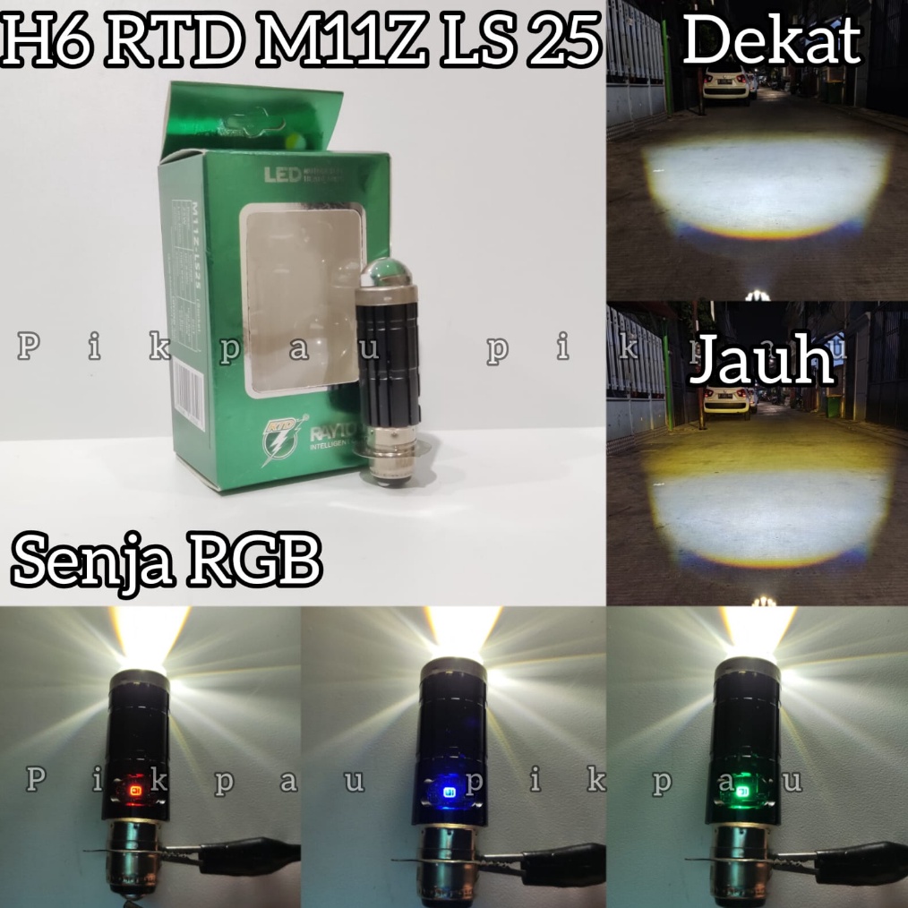 KODE J69T Lampu Utama H6 RTD Rayton M11Z LS25LS1 Senja RGB Light LED Laser High Low full Aluminium