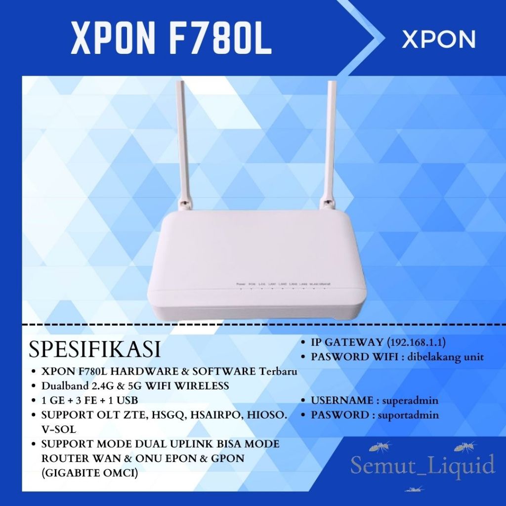 Nelulu - Xpon F780L Dual band 5G Dual Uplink Suport Wan Lan + Onu GPON EPON All OLT