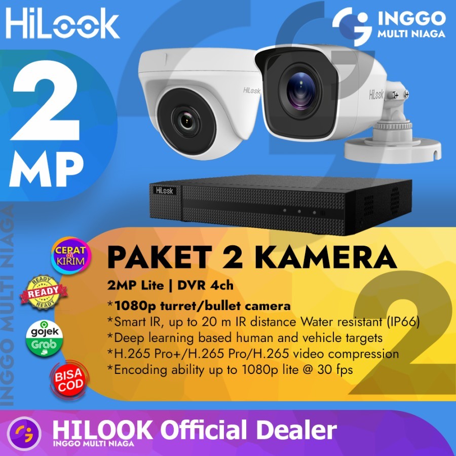 PAKET CCTV HILOOK 2MP 2 KAMERA LENGKAP SIAP PASANG - Berry CCTV