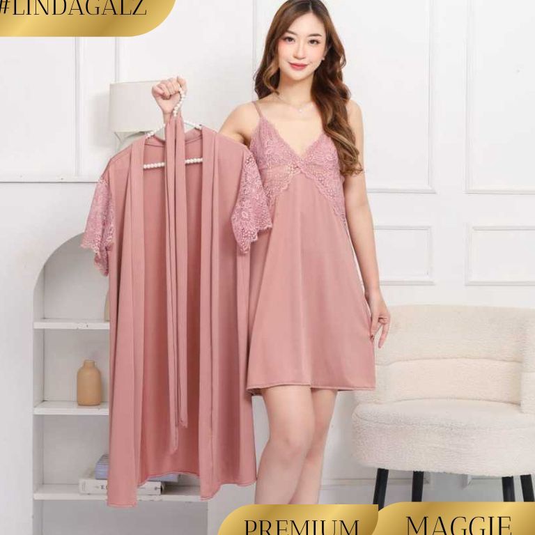 KODE X22S LindaGalz MAGGIE Pakaian Tidur Wanita Dewasa  Kimono lingerie Big size Jumbo Baju Tidur Se