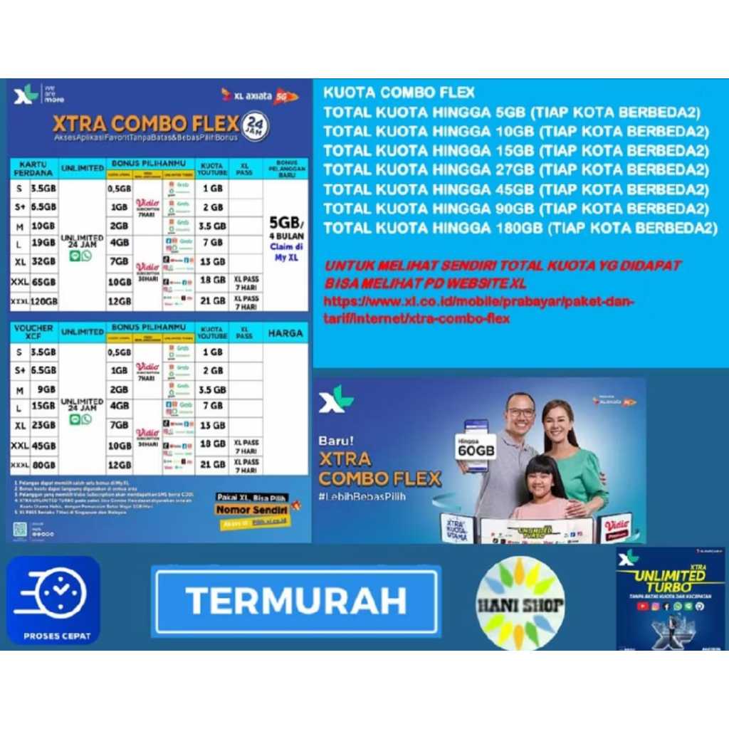 TERMURAH PAKET DATA XL XTRA COMBO VIP COMBO FLEX COMBO LITE XL HOTROD  KUOTA XL FLEX PLUS 5GB 10GB