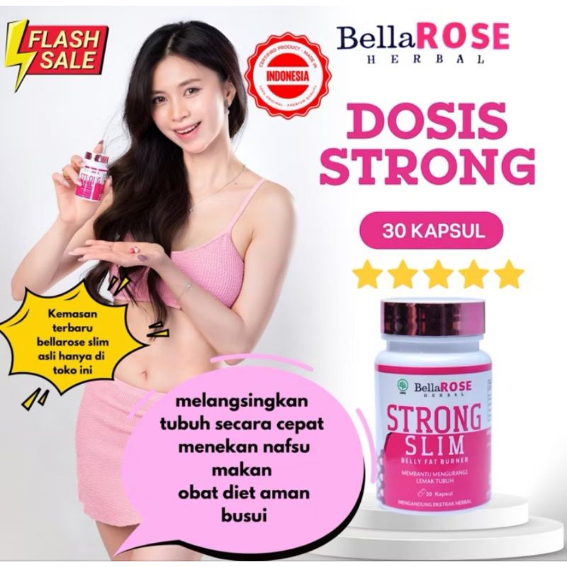 Bellarose Slim Strong Pink isi 30 Kapsul Obat Diet Pembakar Lemak Pelangsing Badan Asli Original
