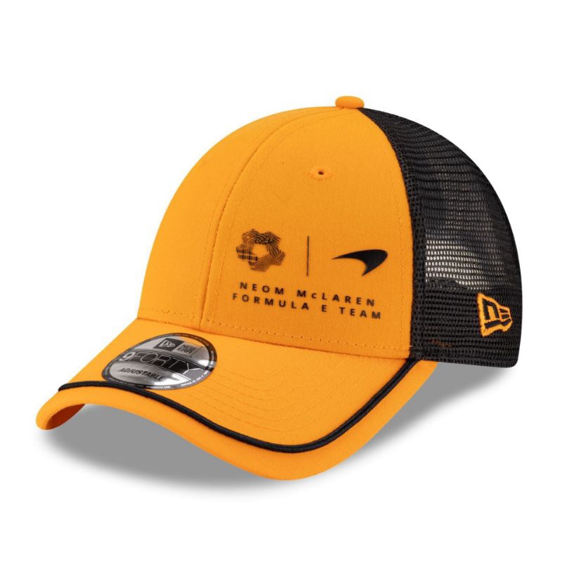 Topi New Era Cap McLaren Formula E Team Flawless Orange Trucker 9Forty Adjustable Original