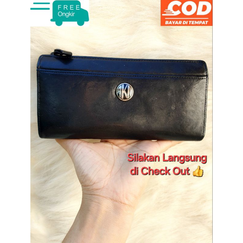Anne Klein Dompet Wanita Panjang Kulit Asli Hitam