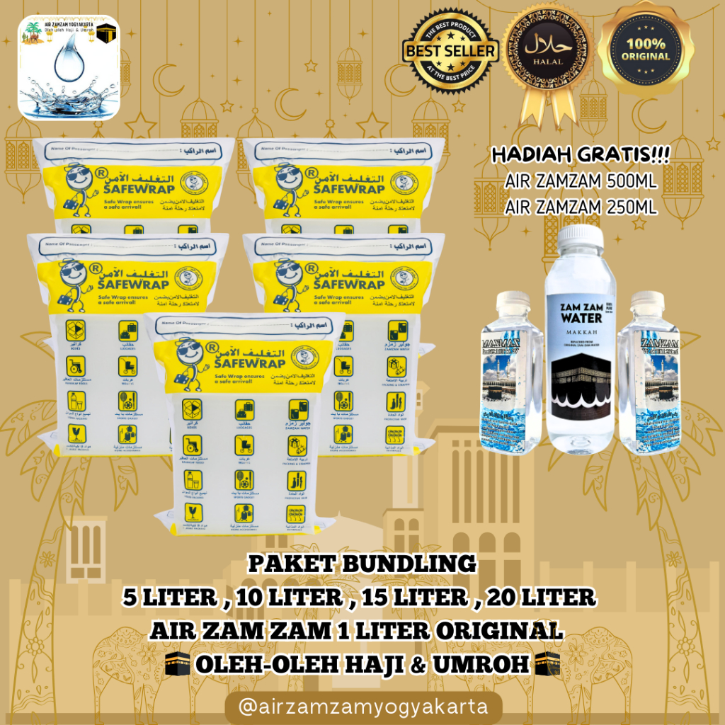 

PAKET BUNDLING AIR ZAM ZAM 1 LITER SAFEWRAP ORIGINAL ( FREE 500ML & 250ML )