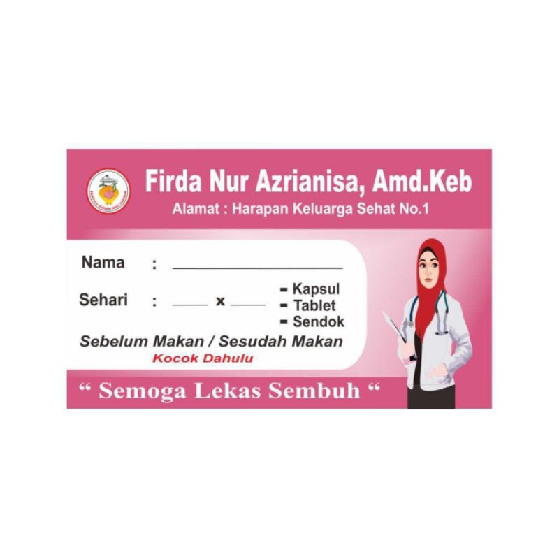 

Stiker obat Bidan hijab ( custom nama/tulisan)