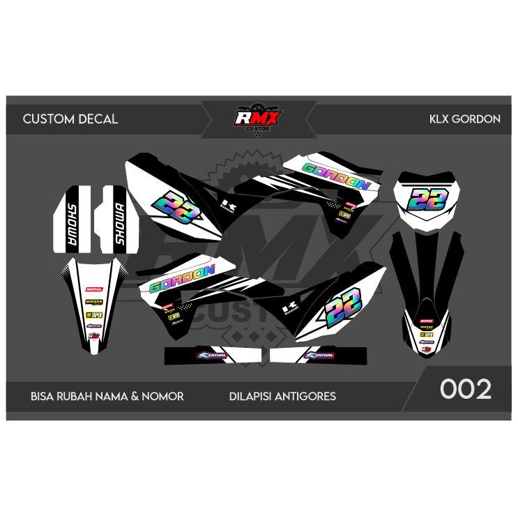 DECAL GORDON FULLBODY (002) DEKAL STIKER KLX 150 GORDON 2016 2017 2018 2019 2020 2021 2022 HITAM MER