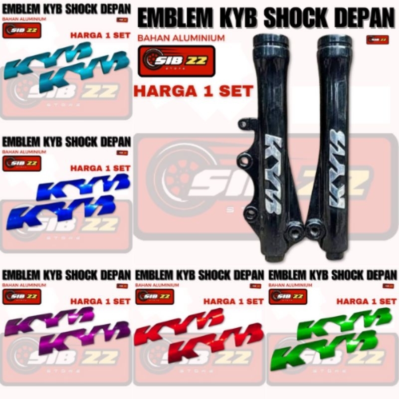 EMBLEM KYB EMBLEM TULISAN LOGO KYB SHOCK DEPAN TEBAL 3MM TIMBUL 1 SET KANAN KIRI