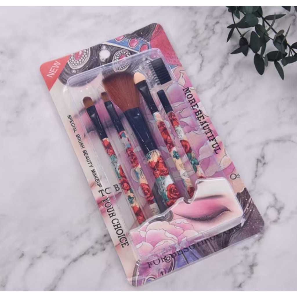 Makeup Brush Set 5 in 1/Kuas Make Up Lengkap untuk Pemula & Profesional