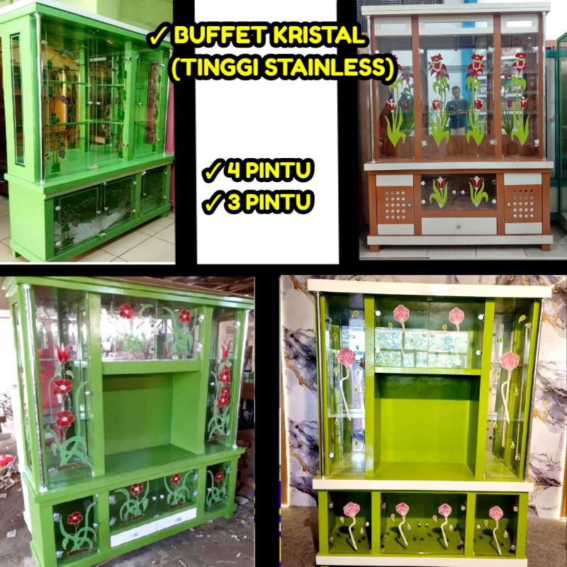 LEMARI PAJANGAN KRISTAL 4 PINTU / BUPET BUFFET TV KRISTAL KACA / BUPET BUFET PAJANGAN TV 32 INCH / L