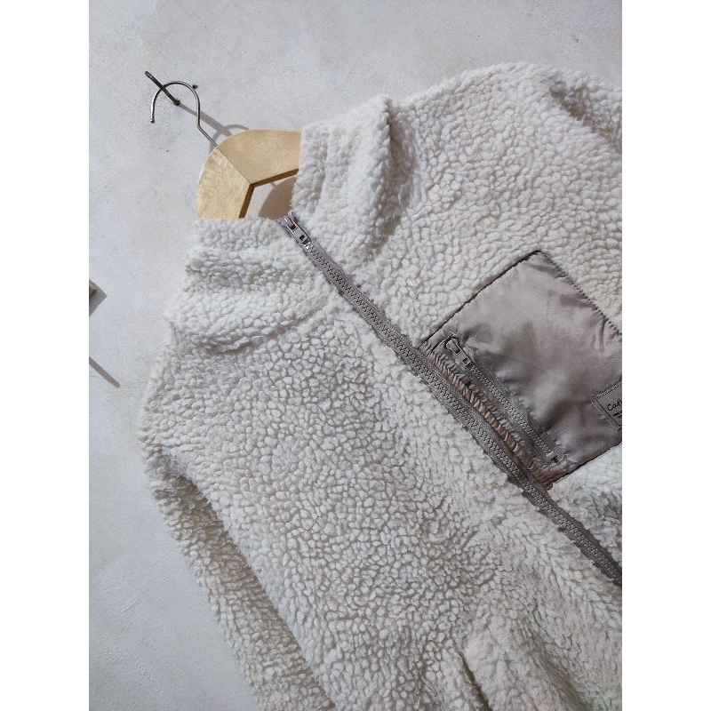 Hoodie Zipper Sherpa Luar Lunacion Putih