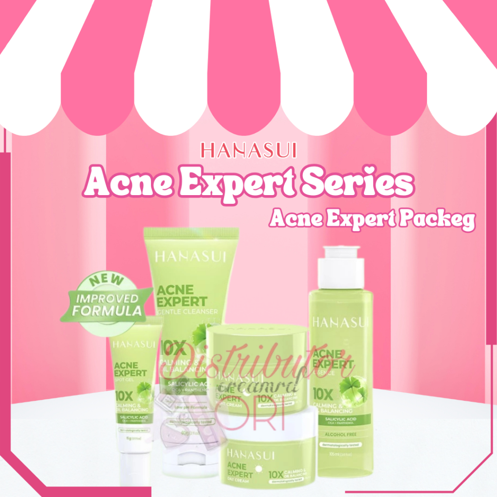 Hanasui Acne Expert Paket Lengkap - Cream Spot Gel Krim Siang Malam Jerawat | BPOM