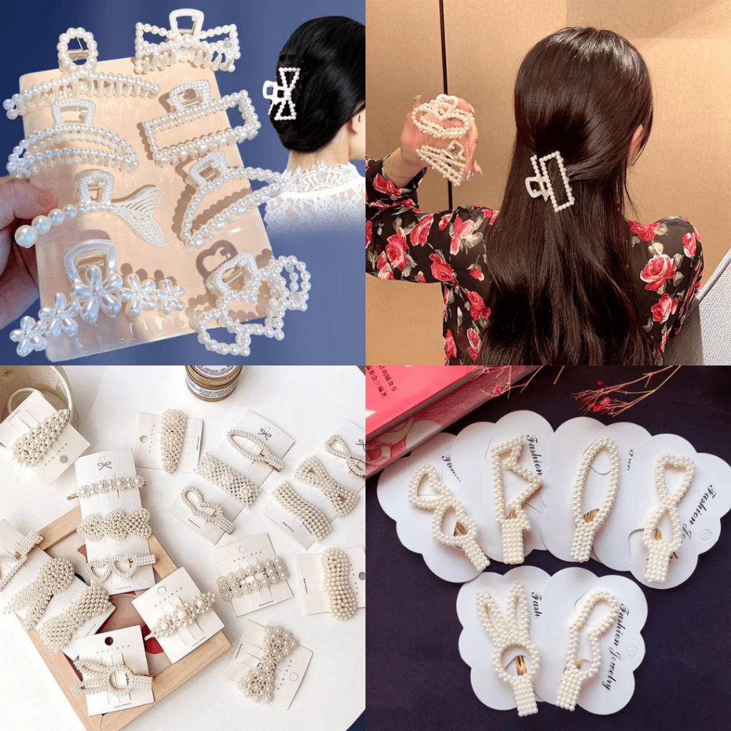 JEPITAN RAMBUT MOTIF MUTIARA MODEL KOREA - JEPIT RAMBUT KECIL KOREA STYLE - JEPITAN RAMBUT WANITA