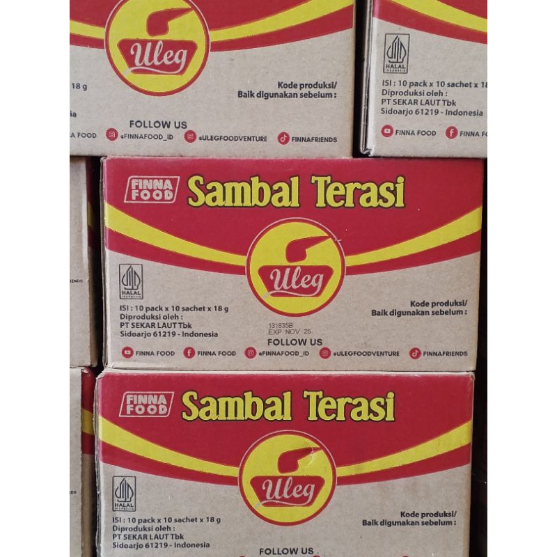 

SAMBAL ULEG FINNA 1 DUS SAMBAL ULEG FINNA FOOD 1 KARTON SAMBAL ULEK SACHET SAMBAL TERASI SAMBAL GEPREK SAMBAL IJO