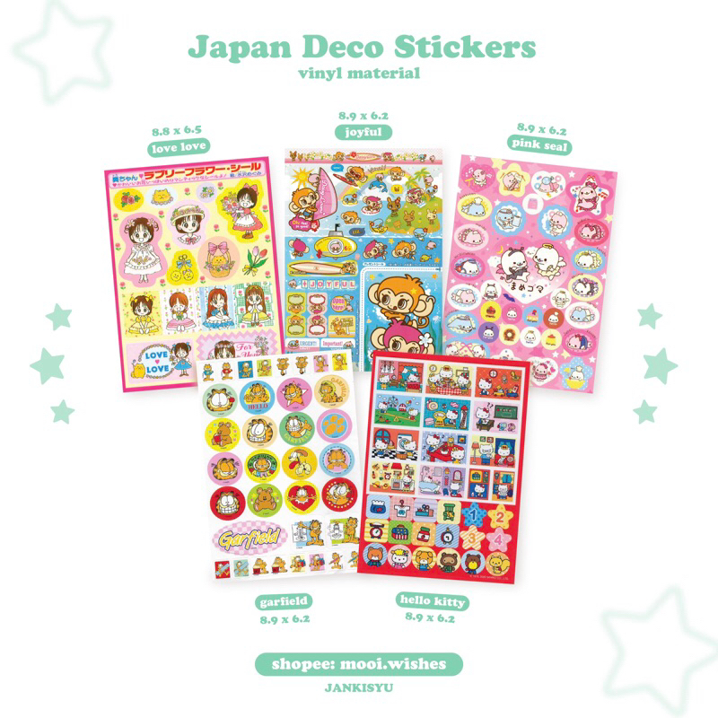 

Japan Deco Sticker Journaling Handphone Laptop Garfield Hello Kitty Kawaii Lucu Murah