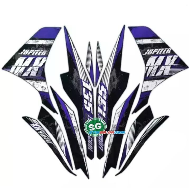 STIKER STRIPING LES LIST BODY MOTOR YAMAHA JUPITER MX 135 2013 HITAM UNGU