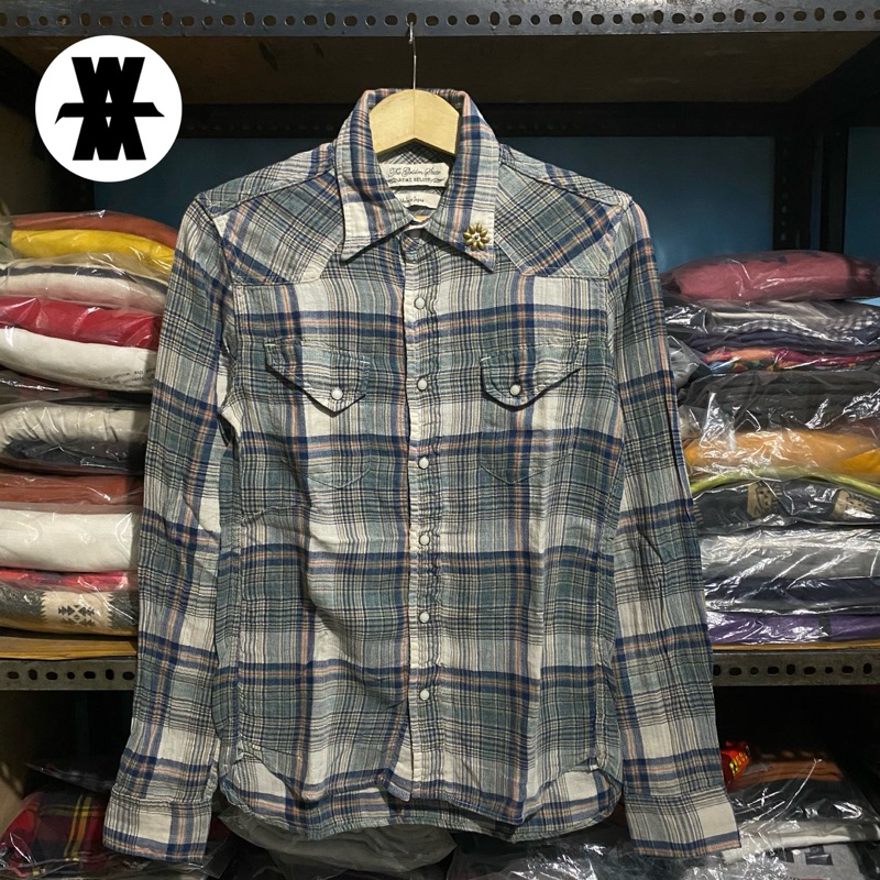The Golden State Remi Relief Japan Plaid Flanel L/S Shirt Hijau Size S 68x46 MIJ