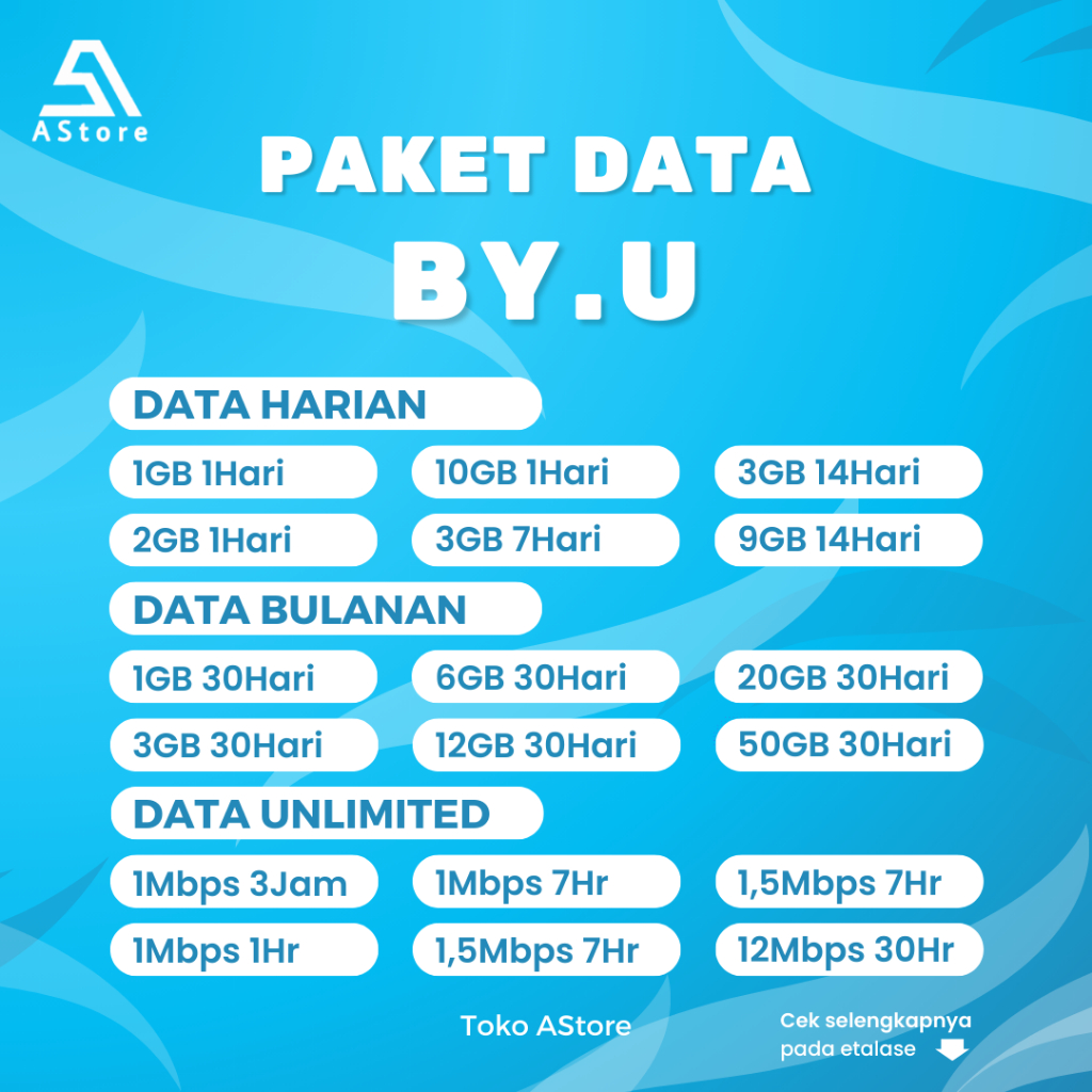 Paket Data Lengkap by.U Harian | Kaget | Unlimited | Max Speed 100Mbps | Full Kuota 24 Jam Murah Unt