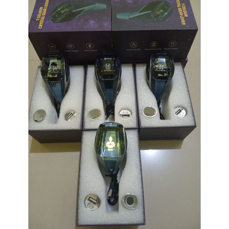 Shiftknop Mobil Logo Nyala Mitsubishi Led RGB Diamond | Persneling Mobil Mitsubishi RGB Led Crystal 