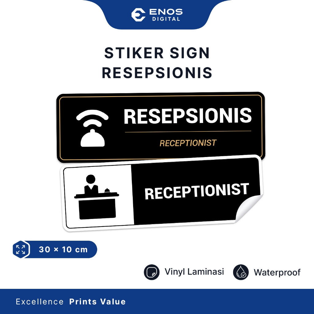 

Stiker Penanda Resepsionis Laminasi Anti Air Ukuran 30 x 10