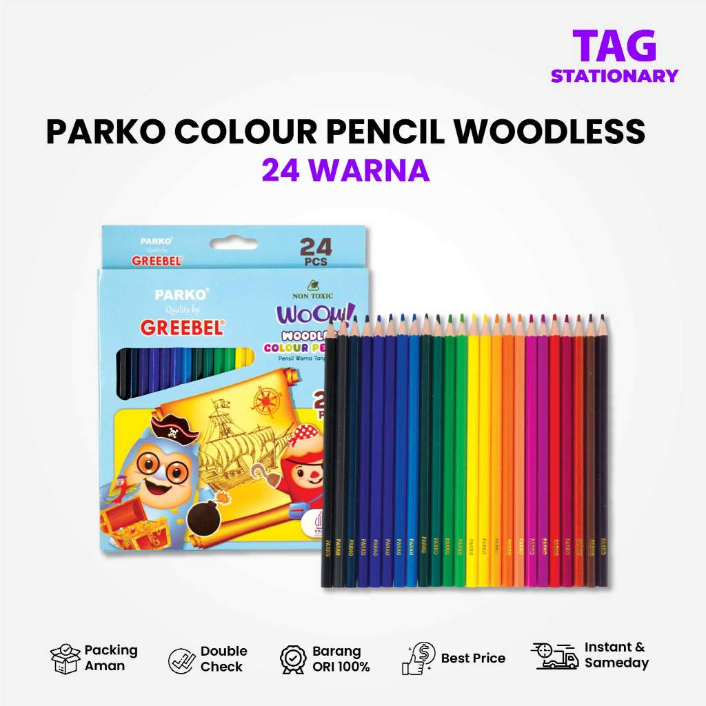 

PARKO Pensil Warna 24 Warna / Woodless Colour 24 Warna (24 PKW-908) / Color Pencil Timur Agung Grosir