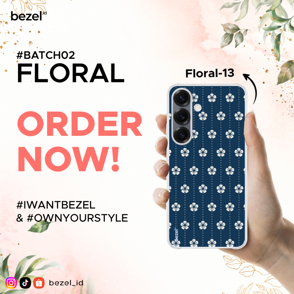 Bezel Premium Case Floral #13 Semua Type HP Kekinian For Samsung
