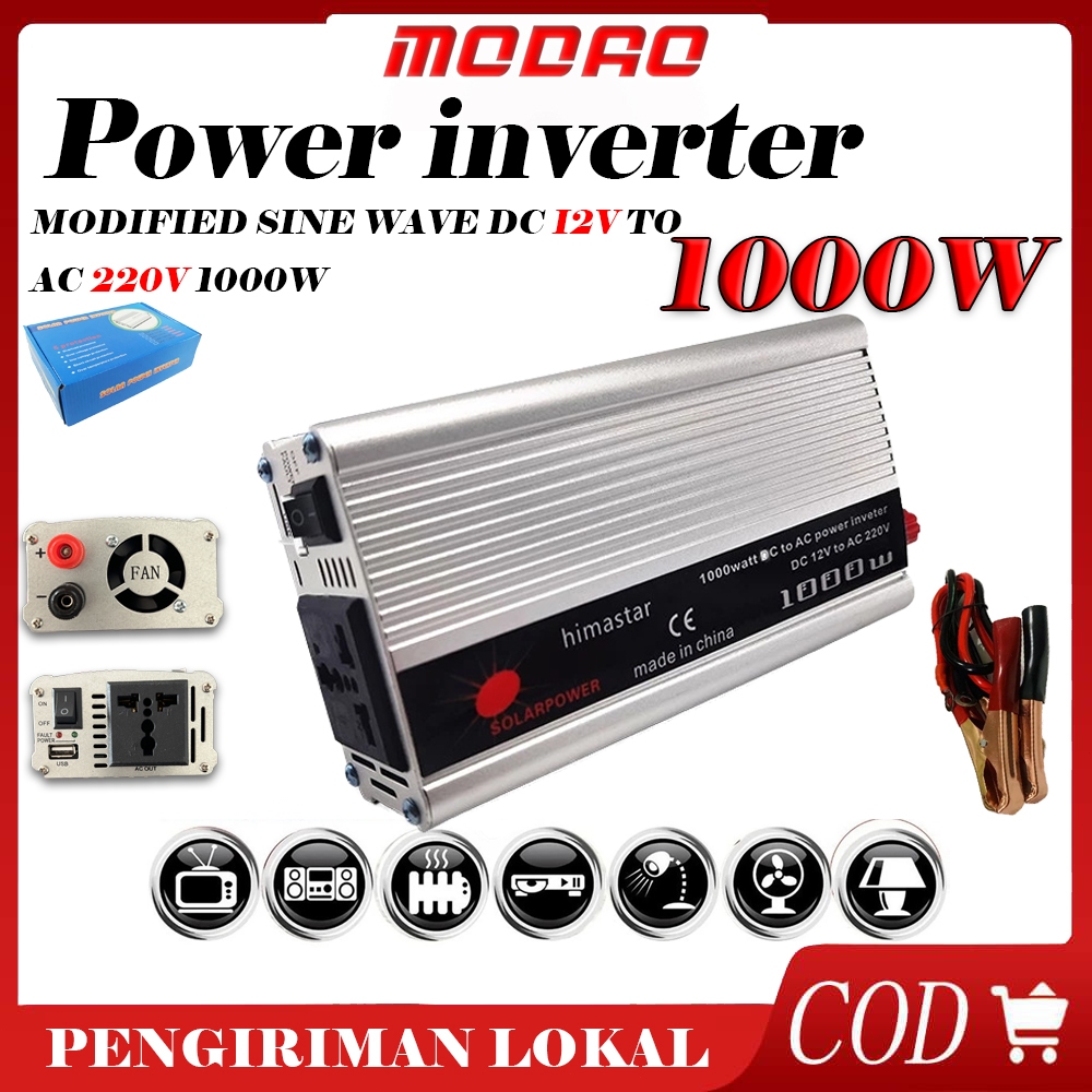 Power Inverter 220 Watt 1000 Watt inverter 1000W DC 12V ke AC 220V Perubah Arus Listrik DC to AC