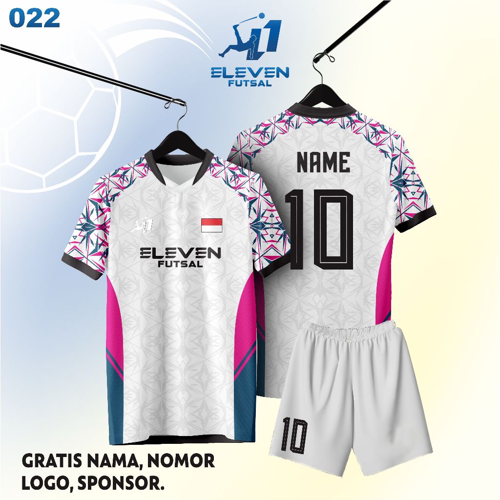 ELEVEN FUTSAL Baju Kaos Jersey Futsal Printing Custom Nama Bisa Satuan 022