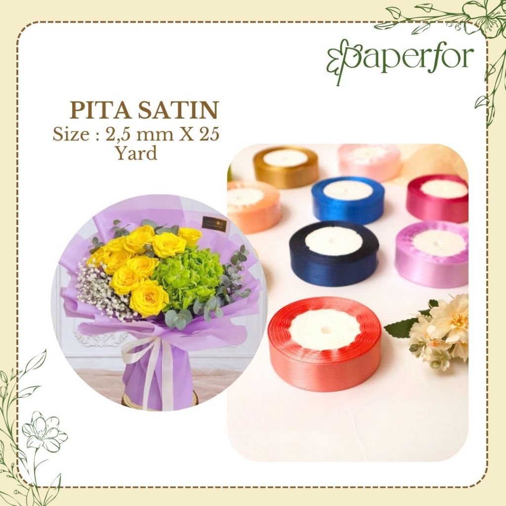 

Pita Satin 2.5cm 25 yard Pita Buket Bunga / Pita hiasan