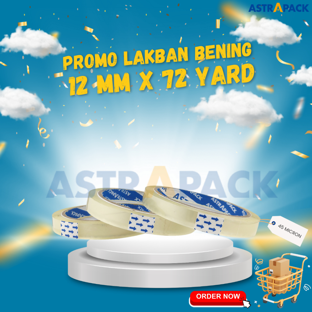 

AstraPack Lakban BOPP 12 mm x 72 yard | Isolasi OPP 1/2 Inch Bening Kualitas Terbaik