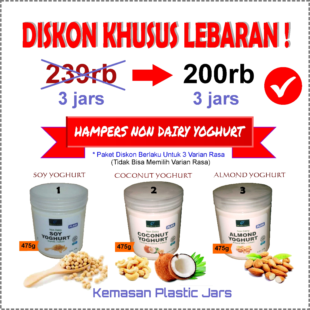

Non Dairy Yoghurt Plain 475g Vegetarian Yoghurt Plain Cocok Untuk Lactose Intolerance & Pelaku Diet