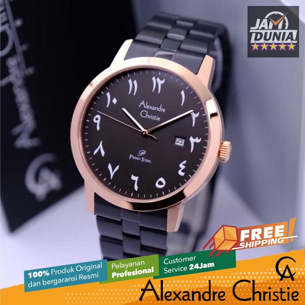 JAM TANGAN PRIA ALEXANDRE CHRISTIE ORIGINAL BLACK ROSE GOLD 1007 AC1007 AC 1007 NG ST B086