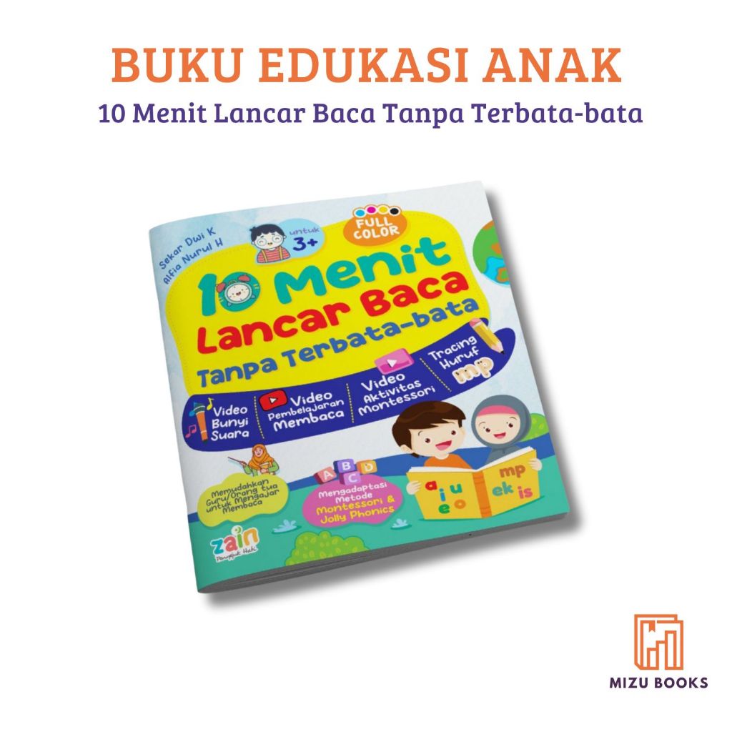 Buku 10 Menit Lancar Baca Montesori Belajar Membaca Anak 3 4 5 6 Tahun TK Pemula