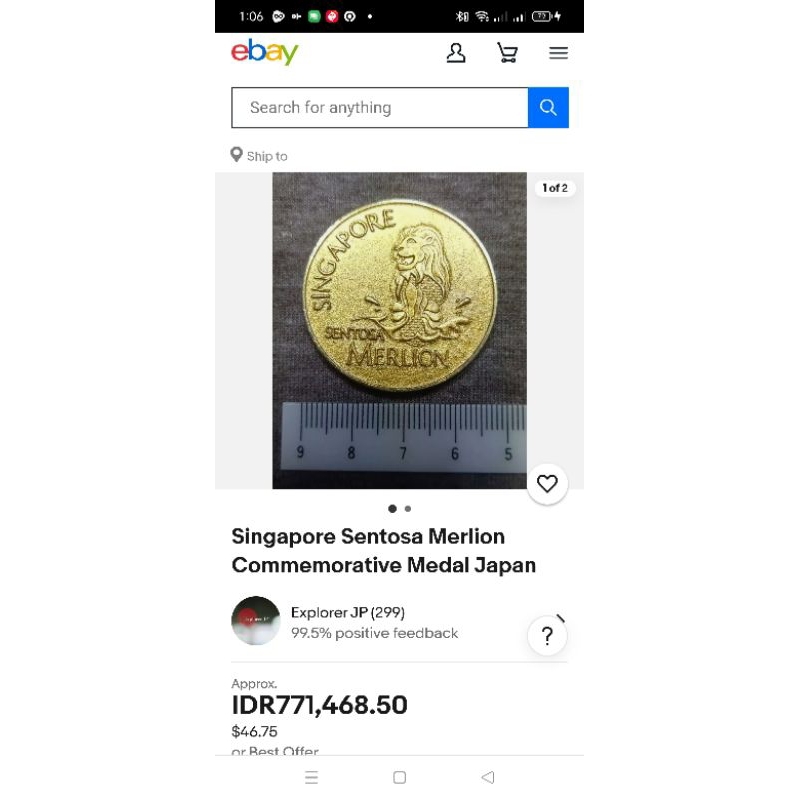 Singapore Sentosa Merlion Commemorative MedalSingapore/Sentosa/Merlion/Commemorative/Medal/Coin/Limi