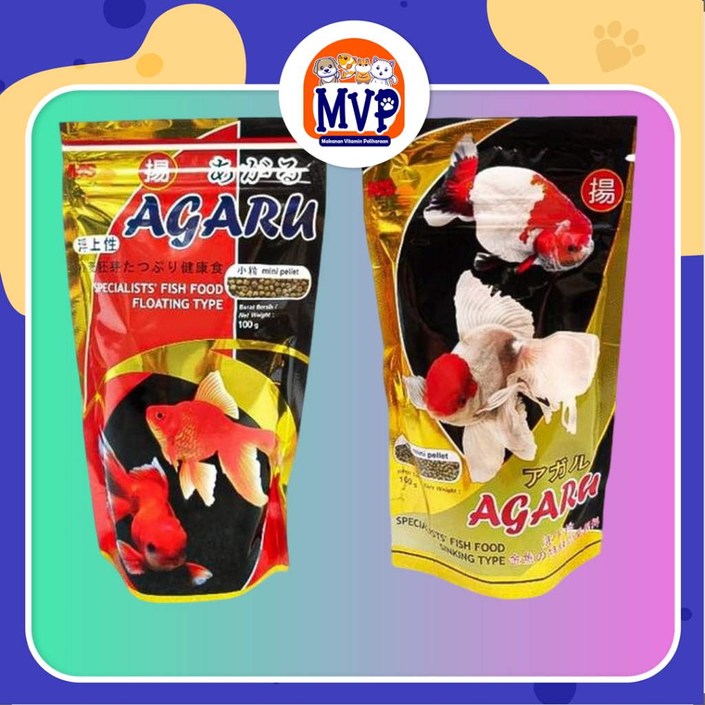 Agaru Ikan 100Gr - Makanan Ikan Premium Mengandung Protein Vitamin Mineral Komplit,Disukai Ikan Hias