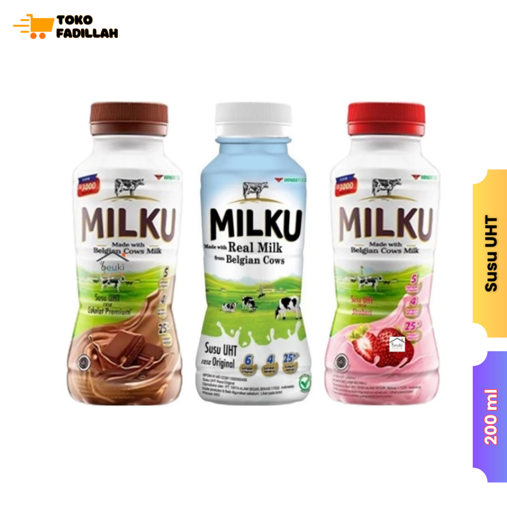 

MILKU Susu UHT 200ml Susu Sapi Belgia Cokelat / Strawberry / Original