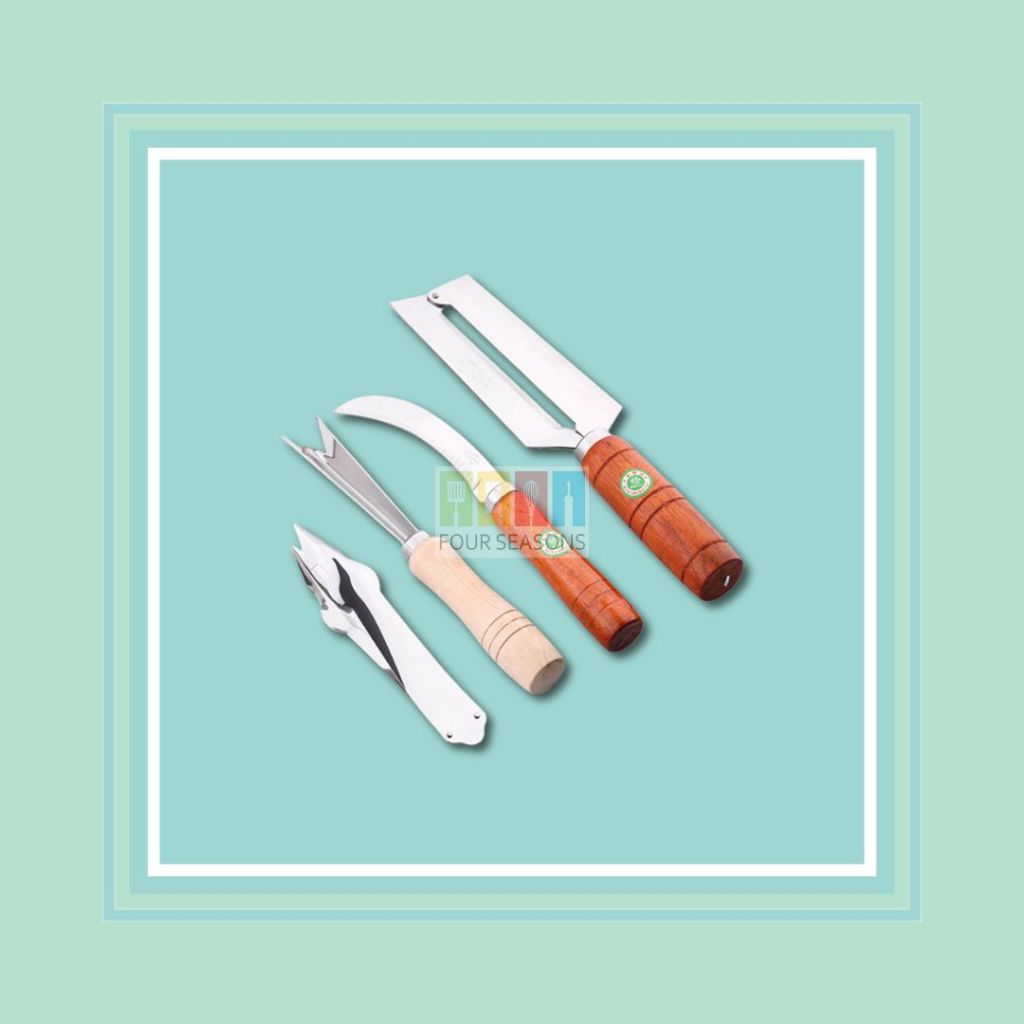 Pineapple Peeler Set (Set Pengupas Nanas, Pisau Nanas, Pencapit, Parutan)
