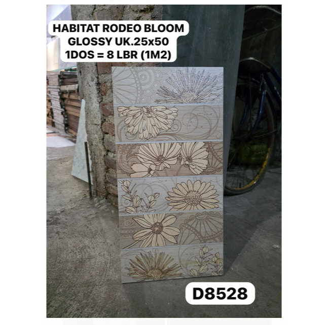 RODEO BLOOM GLOSSY UK.25X50 MOTIF BUNGA HABITAT MILAN KERAMIK LANTAI DINDING