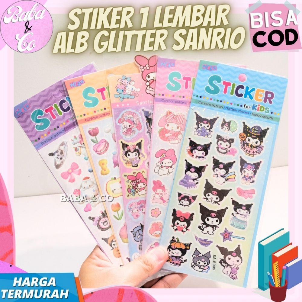 

STIKER 1 LEMBAR ALB GLITTER SANRIO LUCU UNIK STICKER ALB SANRIO GLITTER IMUT UNIK COD STIKER MURAH STIKER ALB GLITER SANRIO