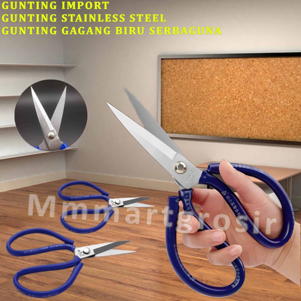

Gunting Import / Gunting Stainless Steel / Gunting Gagang Biru Serbaguna / 1pcs
