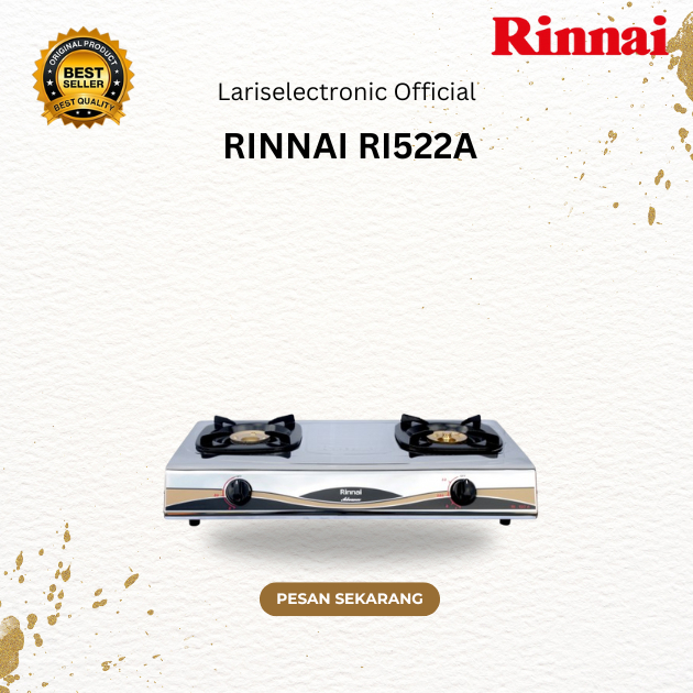 KOMPOR GAS RINNAI 2 TUNGKU RI-522 A/RI-522A/RI522A/RI 522A/RI 522 A/ORIGINAL RINNAI/GARANSI RESMI