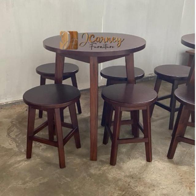 SET MEJA KURSI MAKAN CAFE , MEJA MAKAN BULAT , KURSI STOOL BULAT