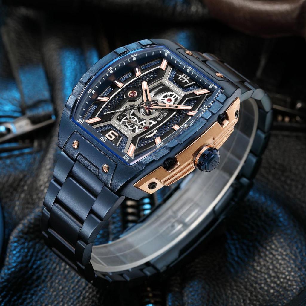 Buy 1 Get 1  Jam Tangan Pria Evans Jayden 9610 Stainless Stell Automatic Kaca Sapphire Water Resista