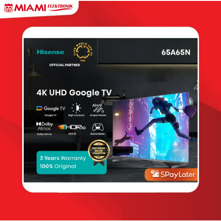 Hisense 65 inch - 65A65N - 4K UHD Google TV - Digital - Dolby Vision& Audio