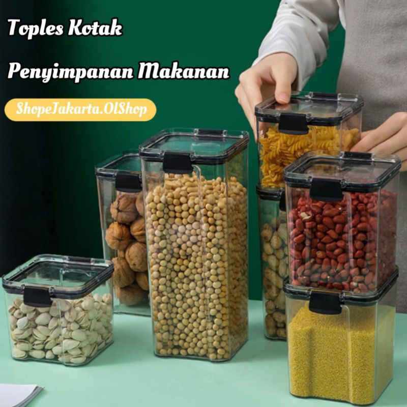 Toples Plastik Bening / Toples Aesthetic / Toples Bumbu Dapur / Toples kotak Snack