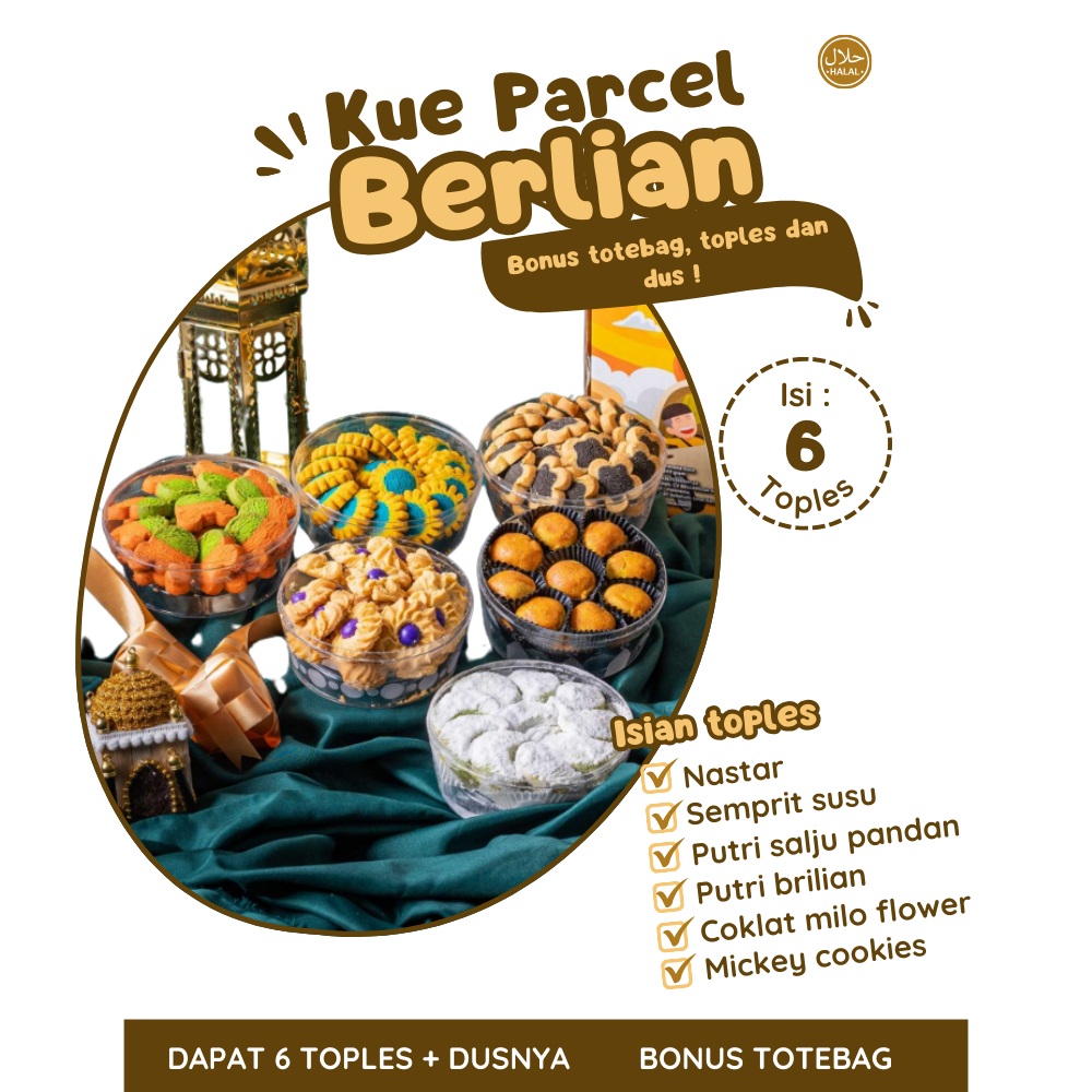 

READY HAMPERS BERLIAN ISI 6 TOPLES BONUS TOTEBAG PARCEL KUE KERING KUE PARCEL COOKIES NASTAR PUTRI SALJU SEMPRIT MAKASSAR